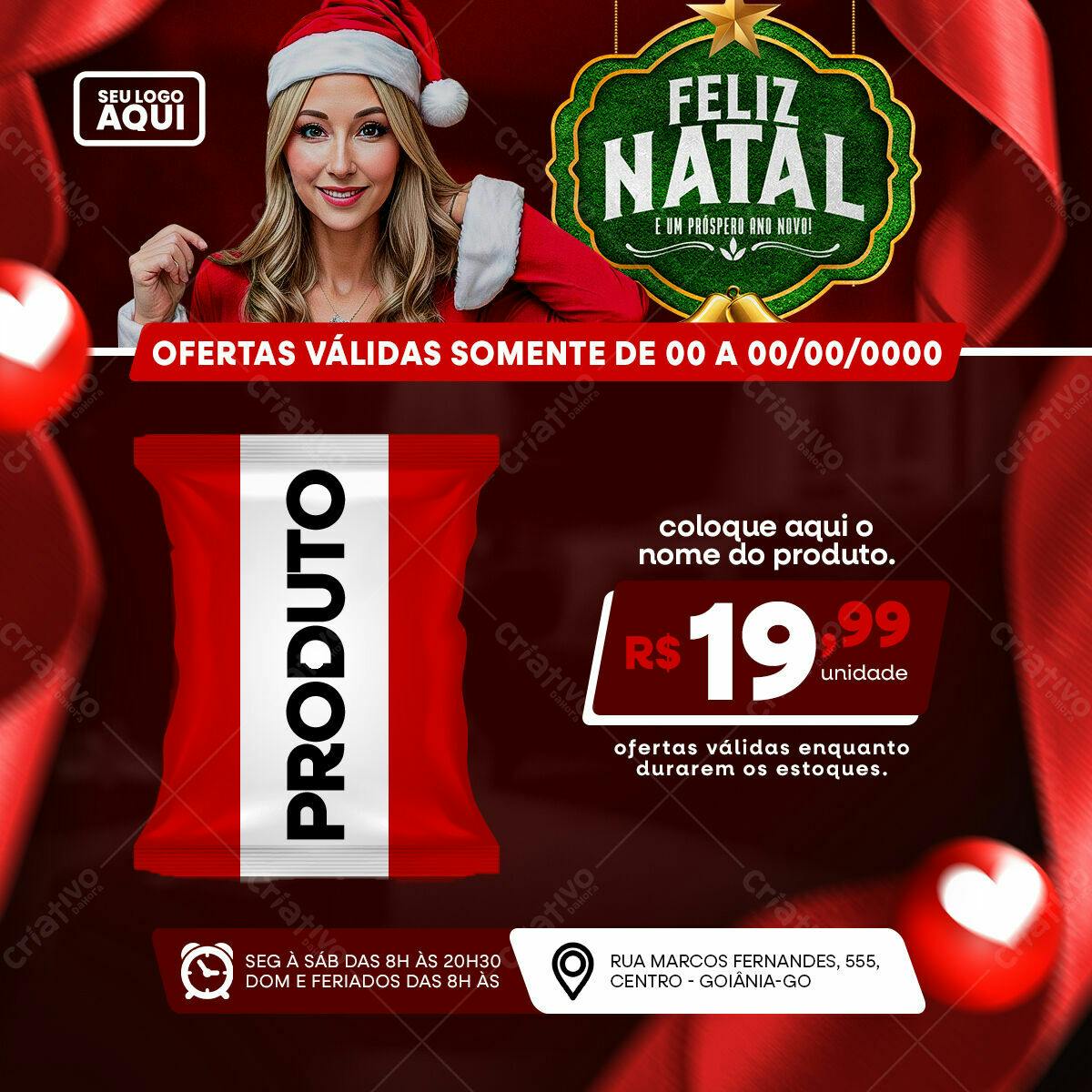 Flyer Natalino com Embalagem de Produto PSD Editável