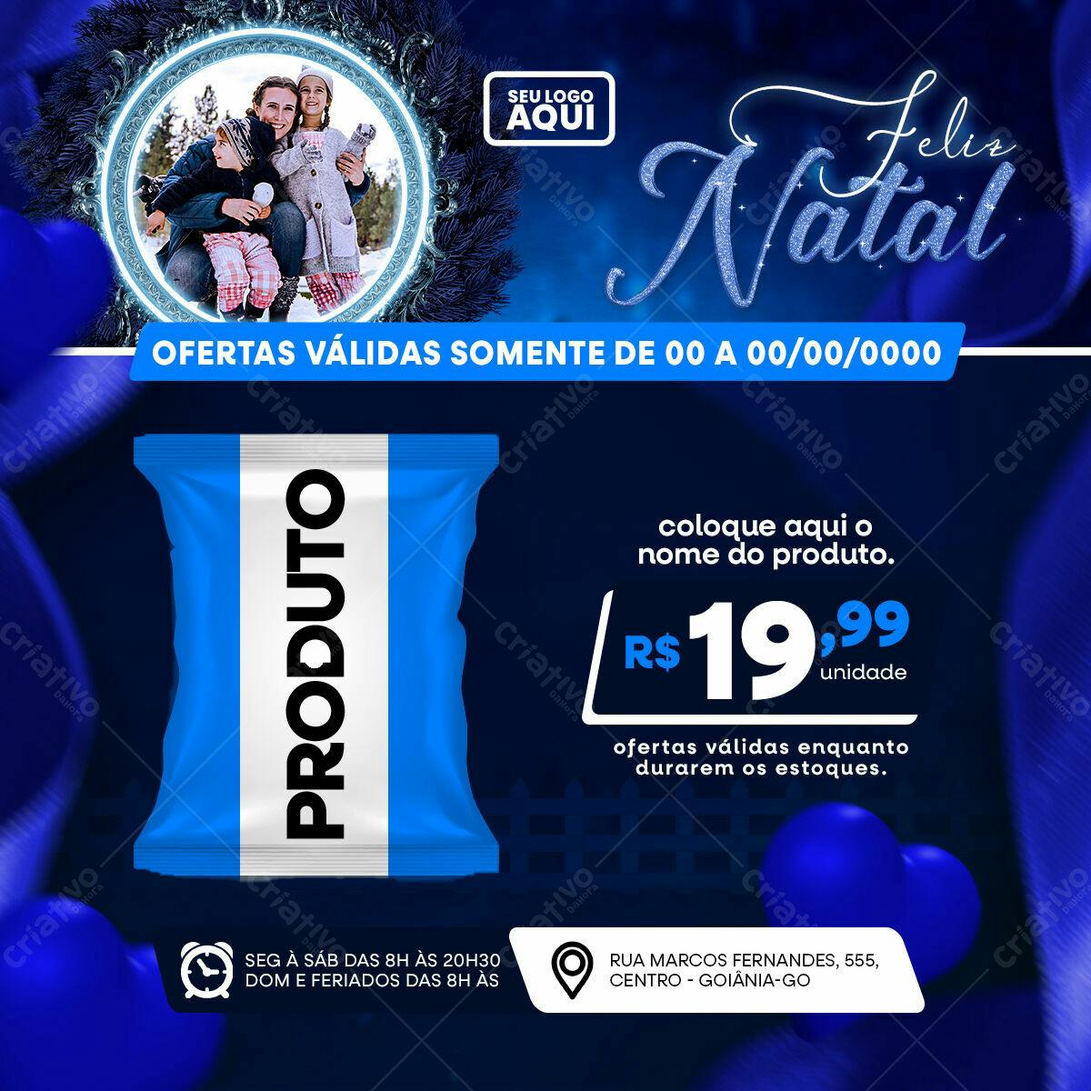 Flyer Natalino com Embalagem de Produto PSD Editável