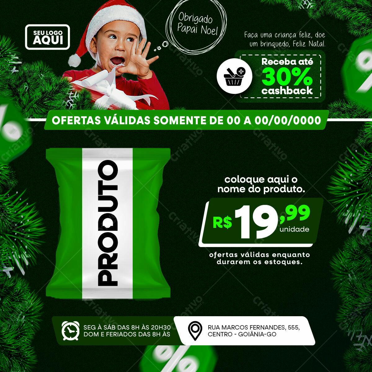Flyer de Natal com Embalagem de Produto PSD Editável