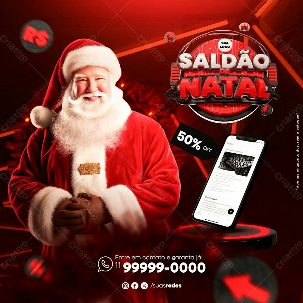 Saldão De Natal  50% Off Social Media Post Natal Feed