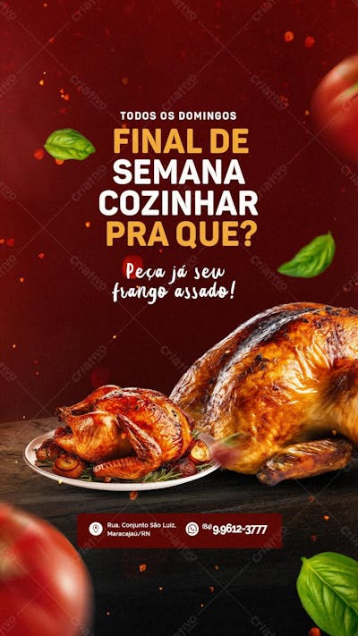 Story Frango Assado Final De Semana Cozinhar Pra Quer Social Media Psd Editavel