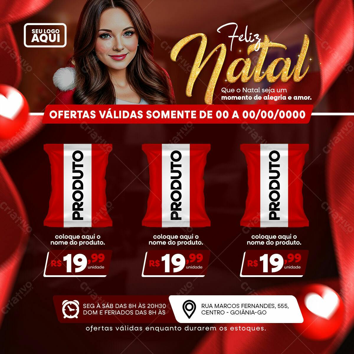 Flyer Natalino com Embalagem de Produto PSD Editável