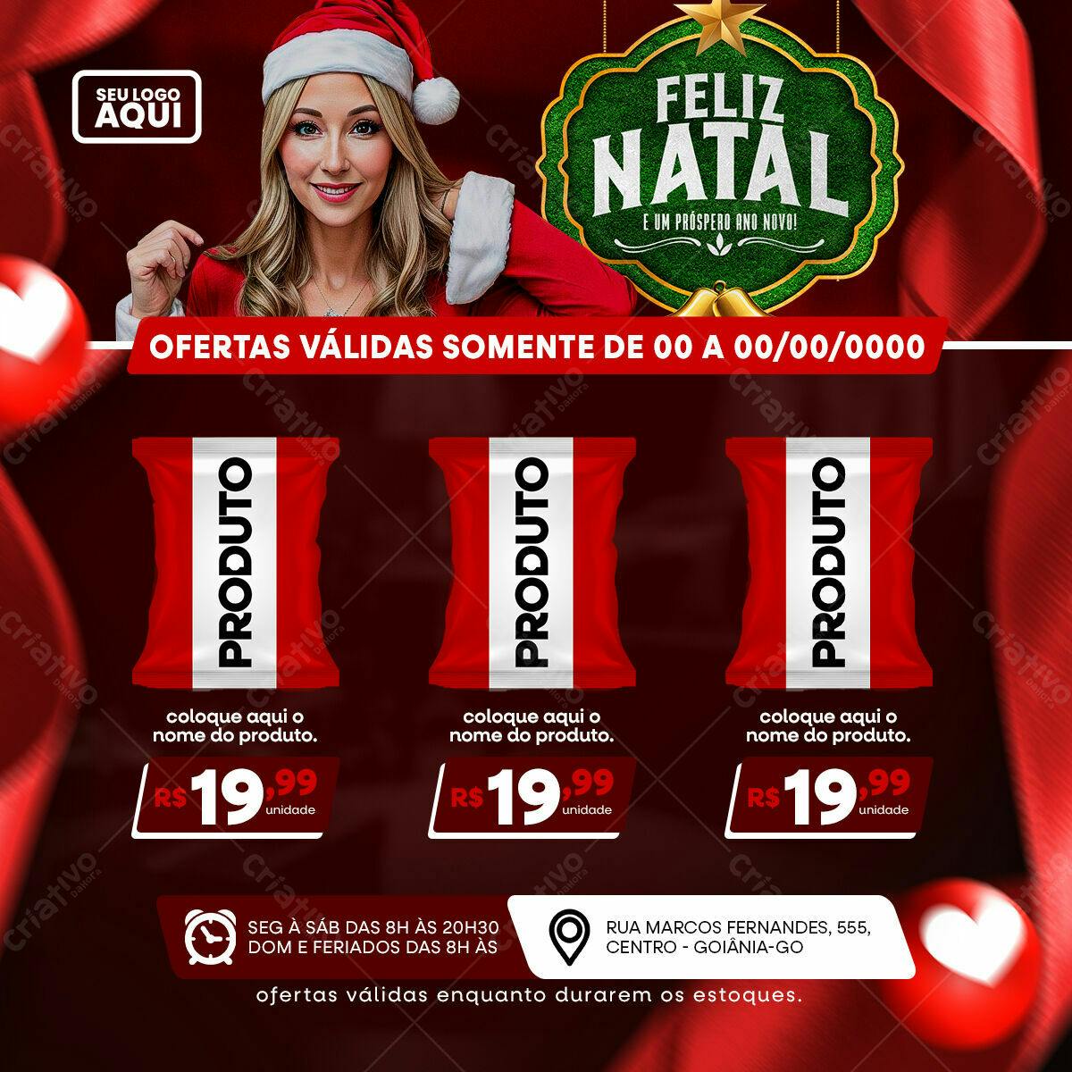 Flyer Natalino com Ofertas de Produtos PSD Editável