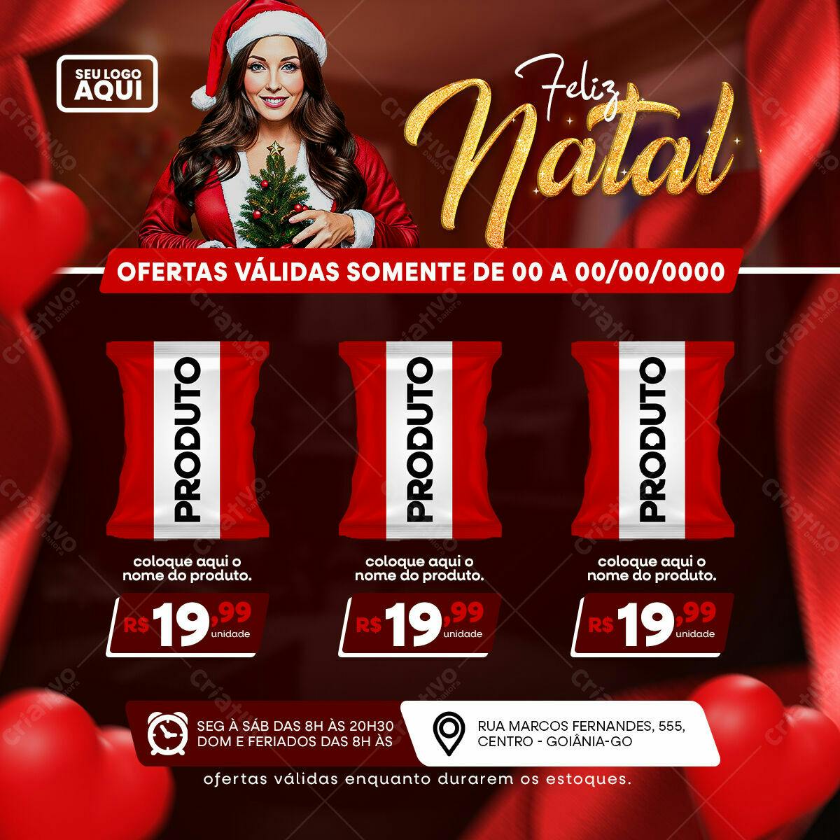Flyer Natalino com Embalagem de Produto PSD Editável