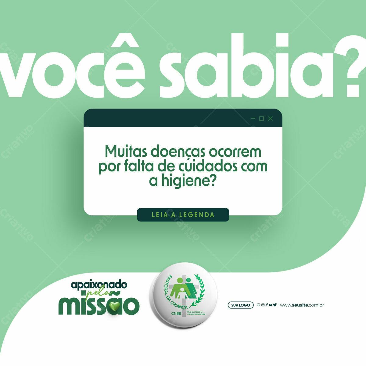 Post para Redes Sociais sobre Higiene PSD Editável