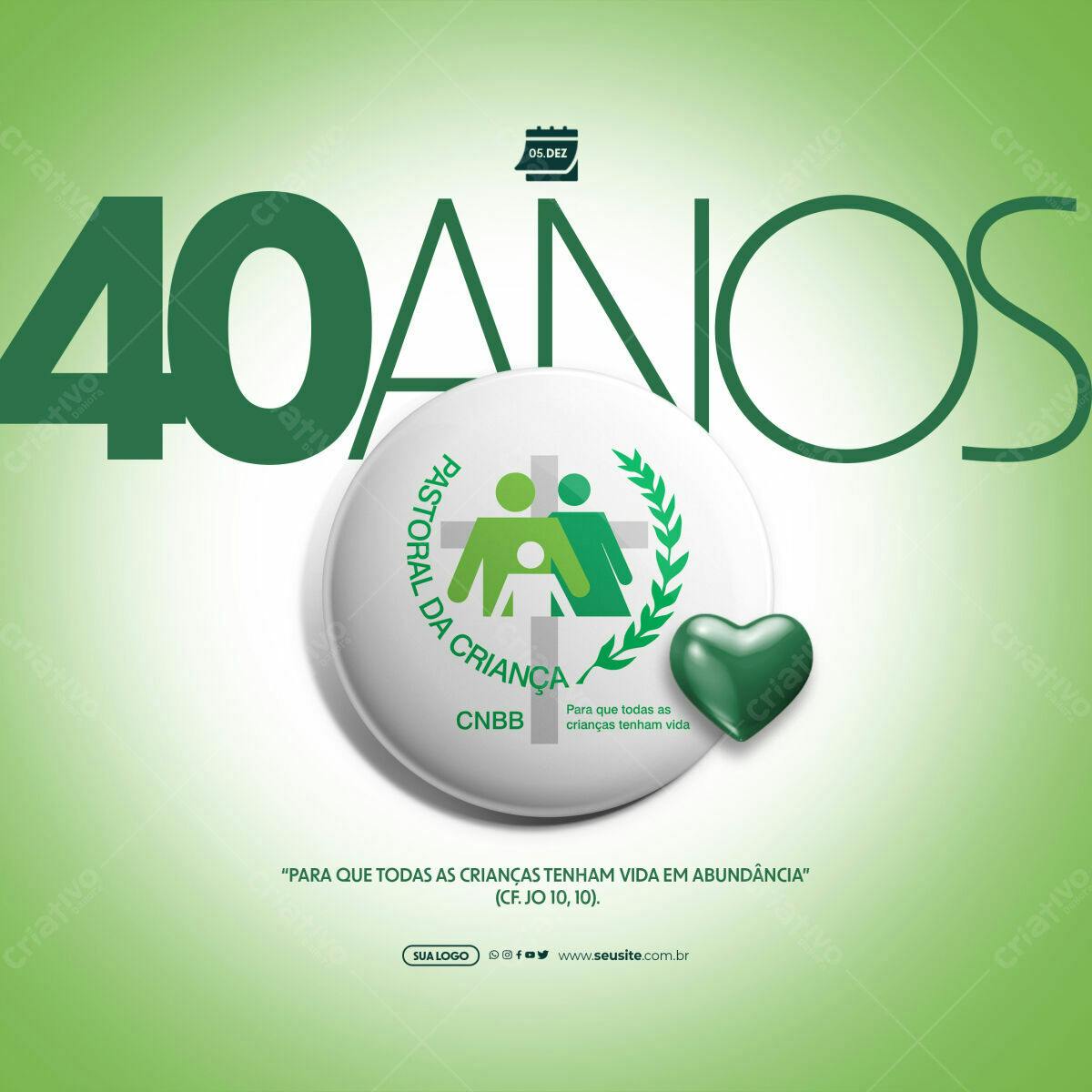 Flyer para Aniversário de 40 Anos da Pastoral da Criança PSD Editável