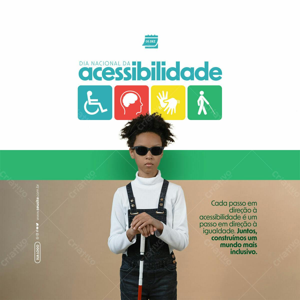 Post para Dia Nacional da Acessibilidade PSD Editável