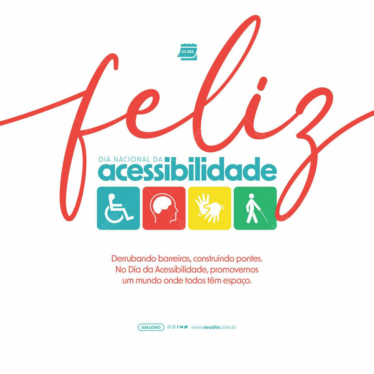 Post para Dia Nacional da Acessibilidade PSD Editável