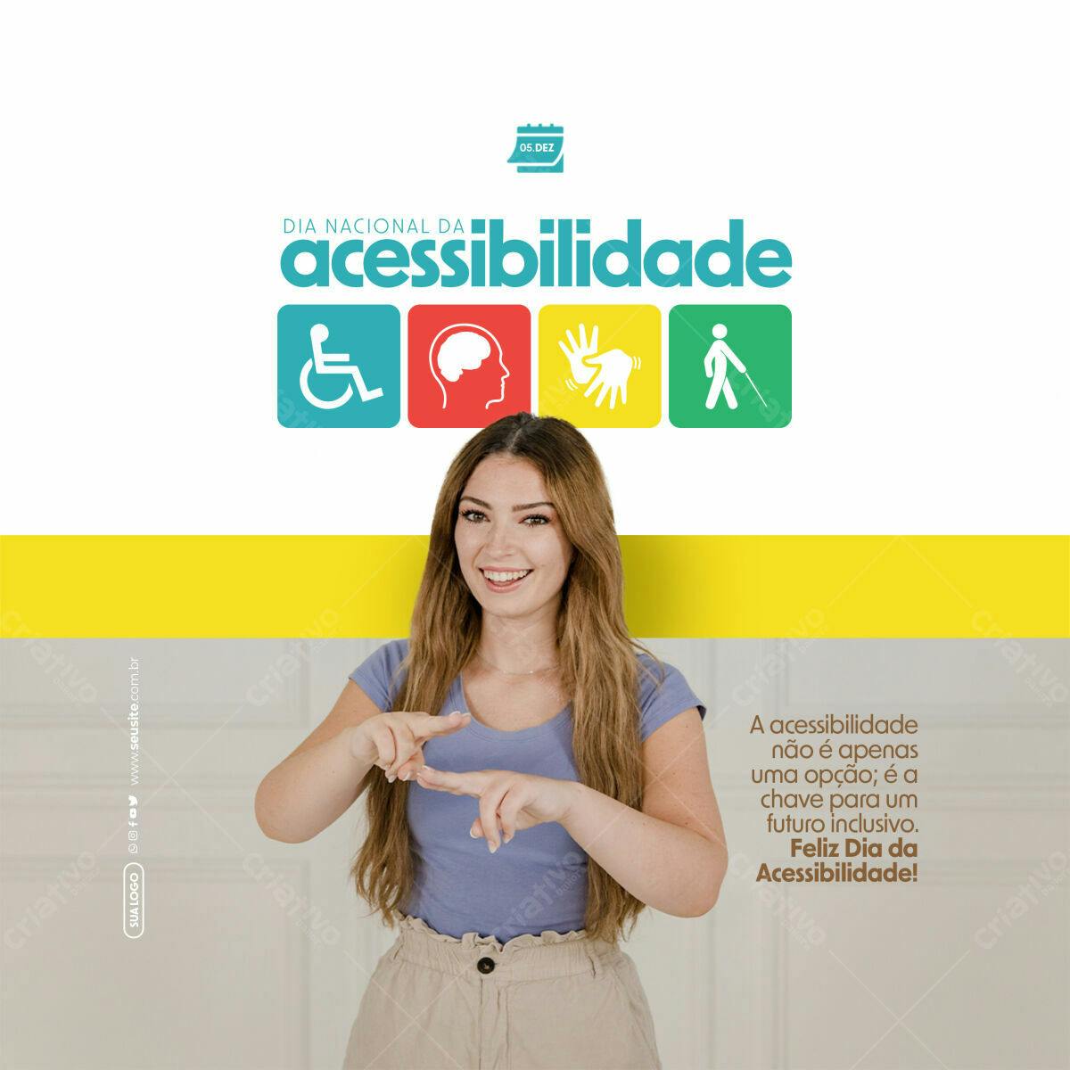 Post para o Dia Nacional da Acessibilidade PSD Editável