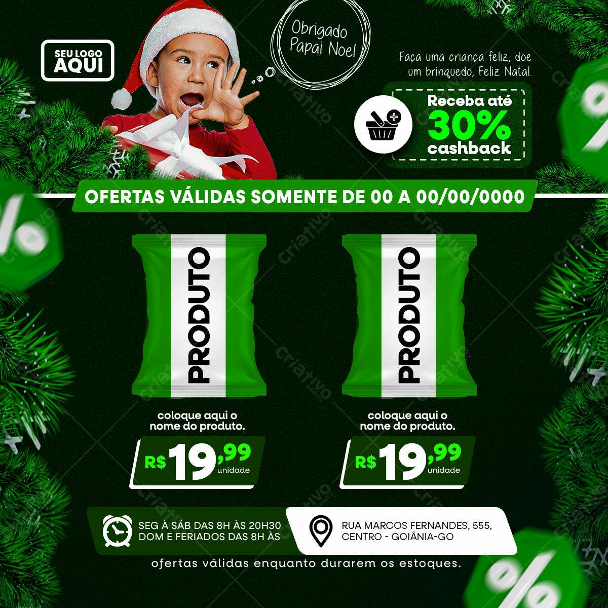 Flyer de Natal com Oferta de Cashback PSD Editável