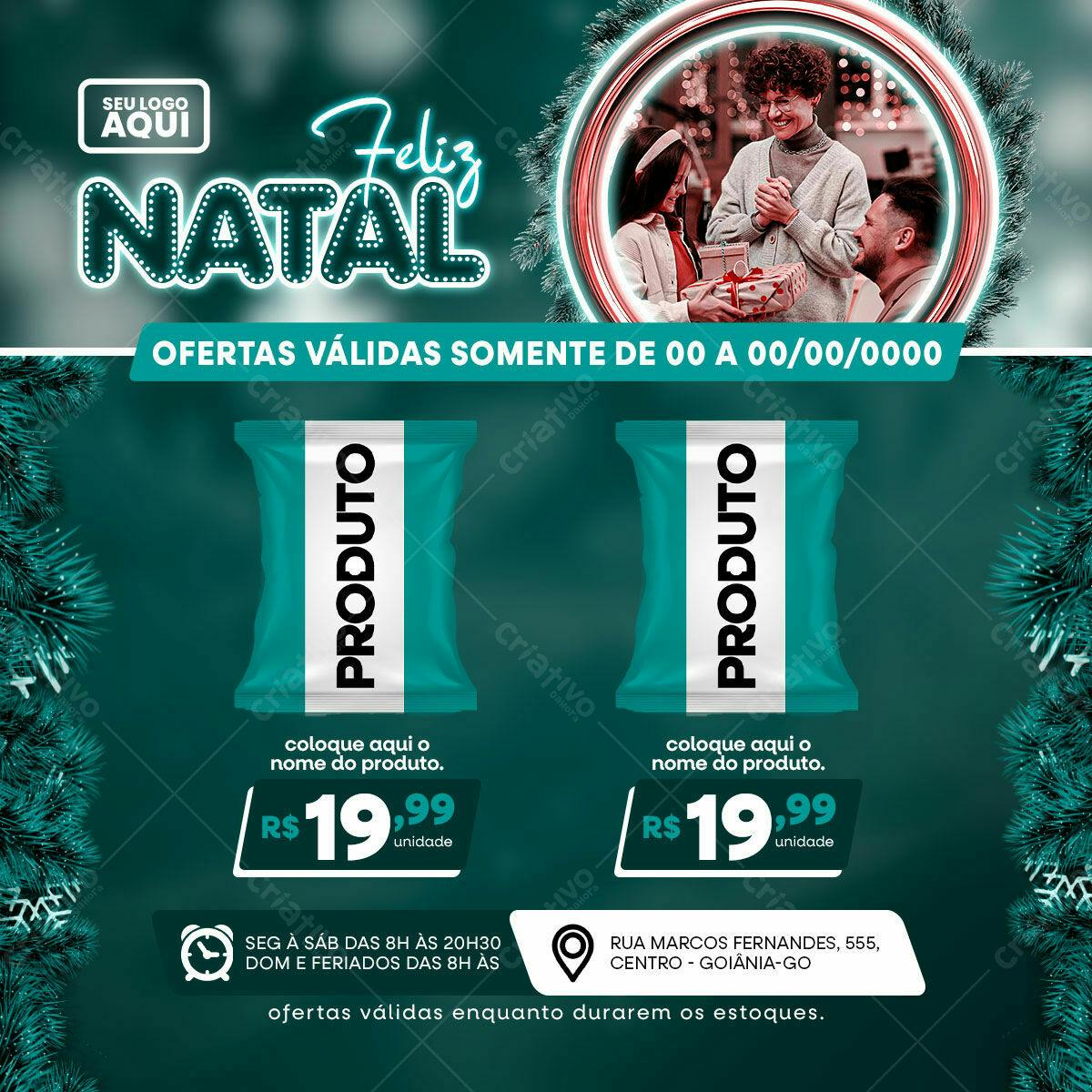 Flyer de Natal com Embalagem de Produto PSD Editável
