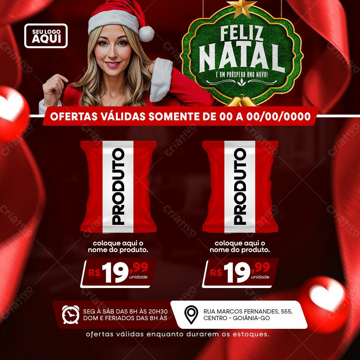 Flyer Natalino com Embalagem de Produto PSD Editável