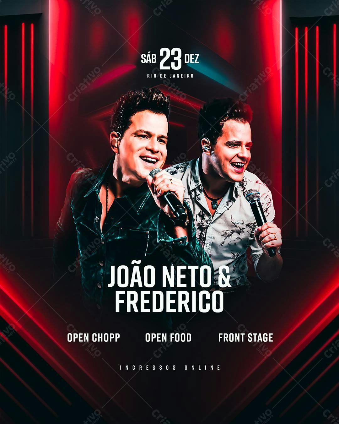 Flyer João Neto & Frederico - Show Rio de Janeiro PSD Editável