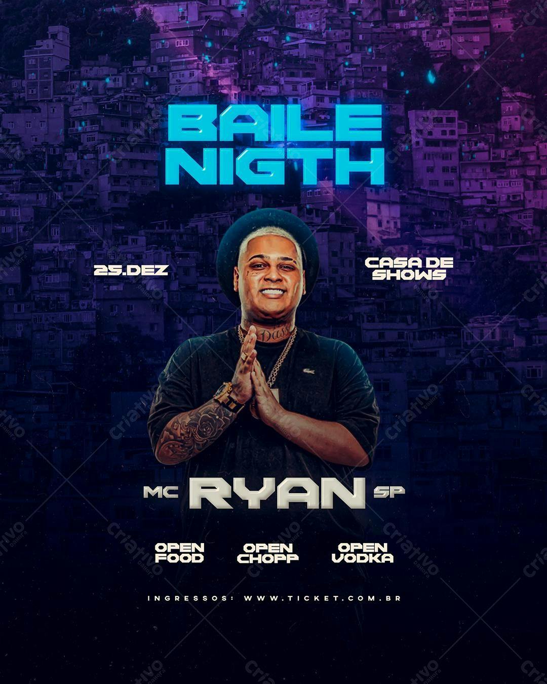 Flyer Baile Funk MC Ryan SP PSD Editável