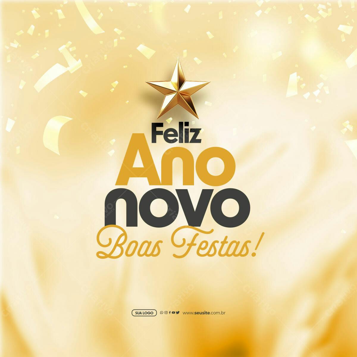Postagem Feliz Ano Novo PSD Editável