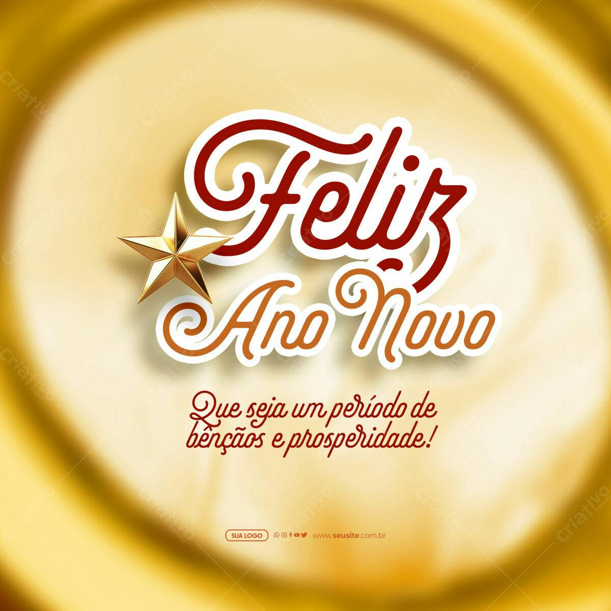 Feliz Ano Novo Post PSD Editável