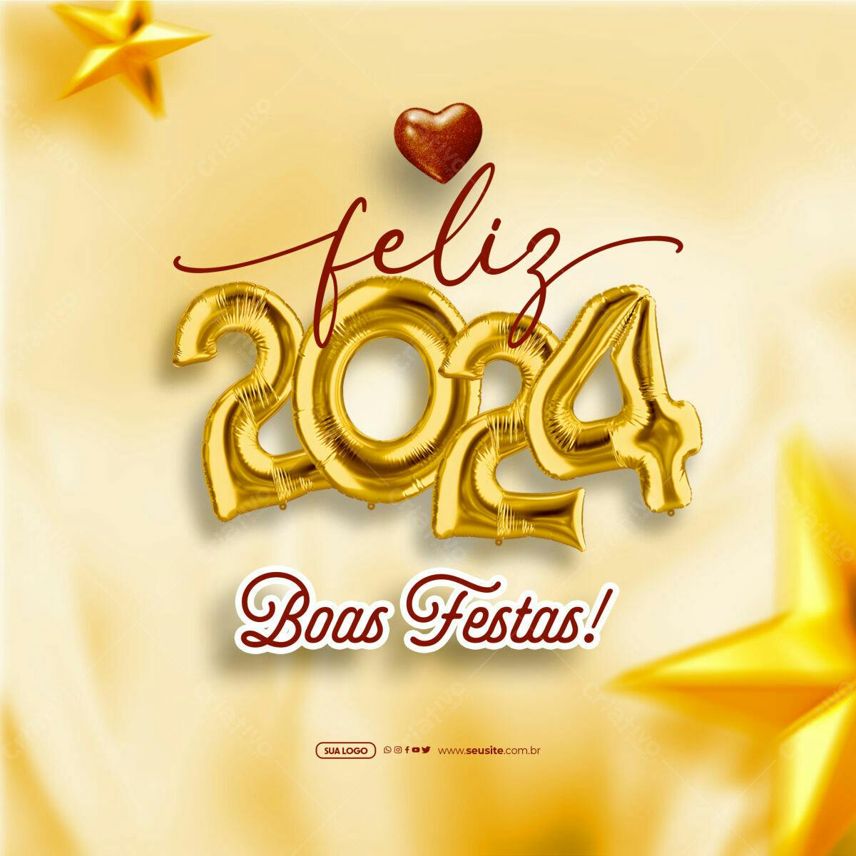 Postagem Feliz 2024 Boas Festas PSD Editável