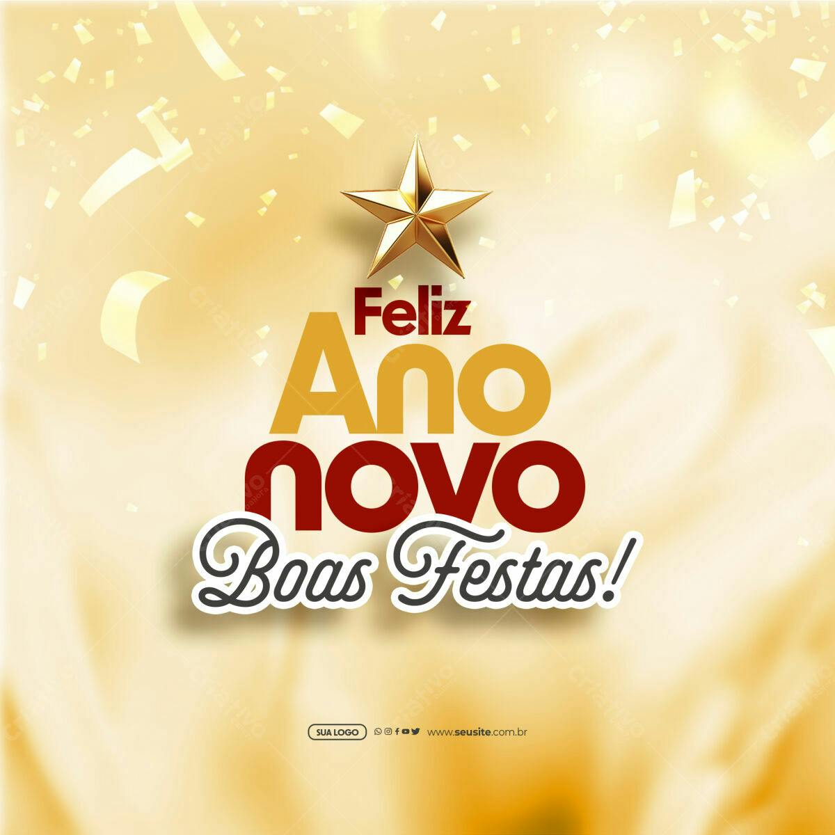 Postagem de Feliz Ano Novo PSD Editável