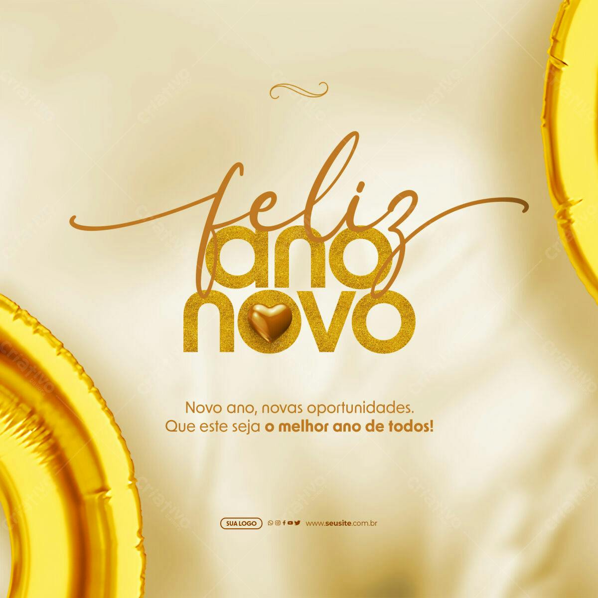 Postagem Feliz Ano Novo PSD Editável