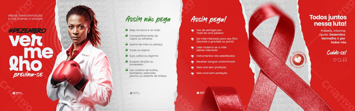 Flyer Dezembro Vermelho Prevenção HIV/AIDS PSD Editável