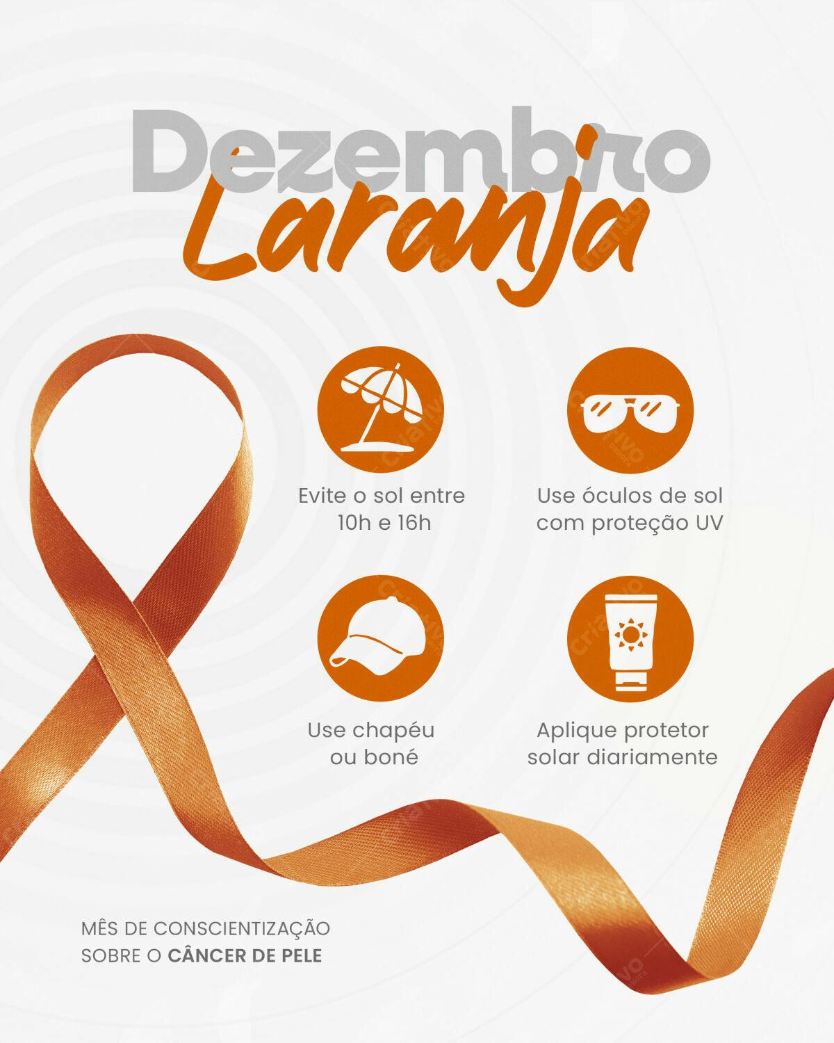 Flyer Dezembro Laranja PSD para Conscientização do Câncer de Pele