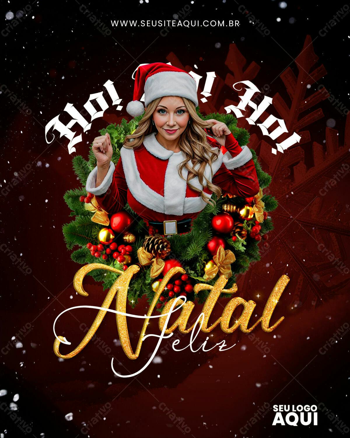 Flyer Natalino com Mulher Papai Noel PSD Editável