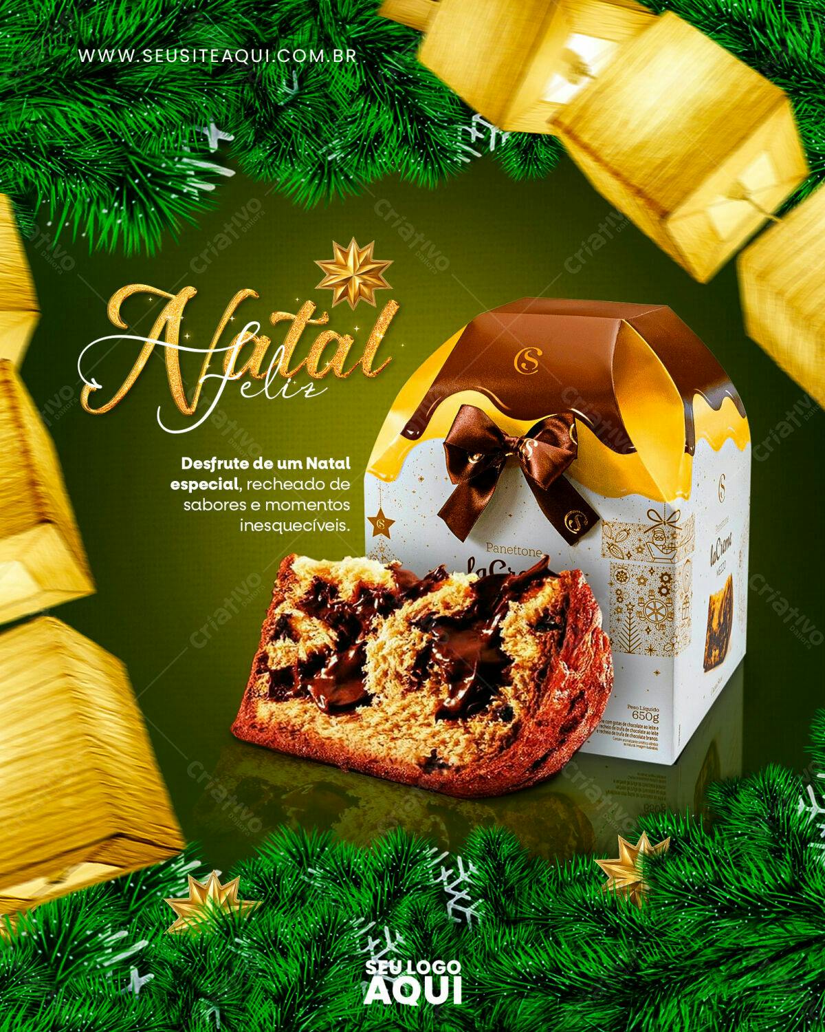 Embalagem Panettone Natal PSD Editável