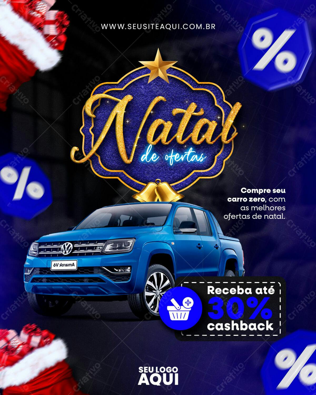 Flyer de Natal com Carro PSD Editável