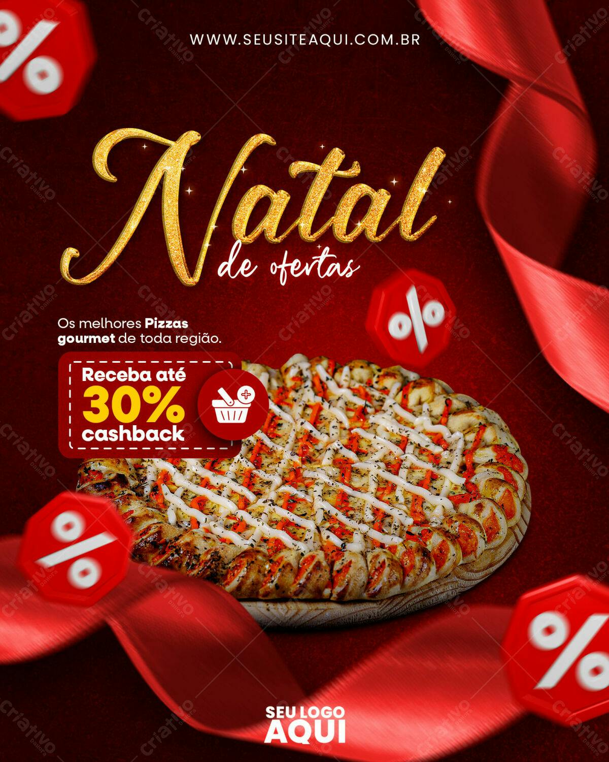 Flyer Natal de Ofertas de Pizza PSD Editável