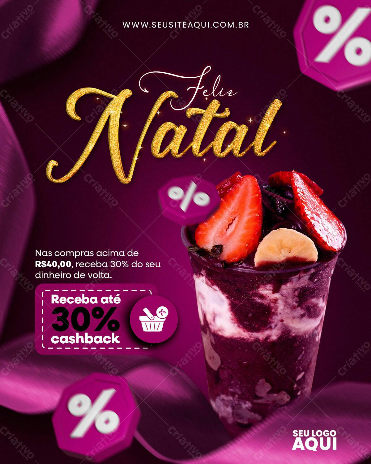 Flyer Natalino com Açaí PSD Editável