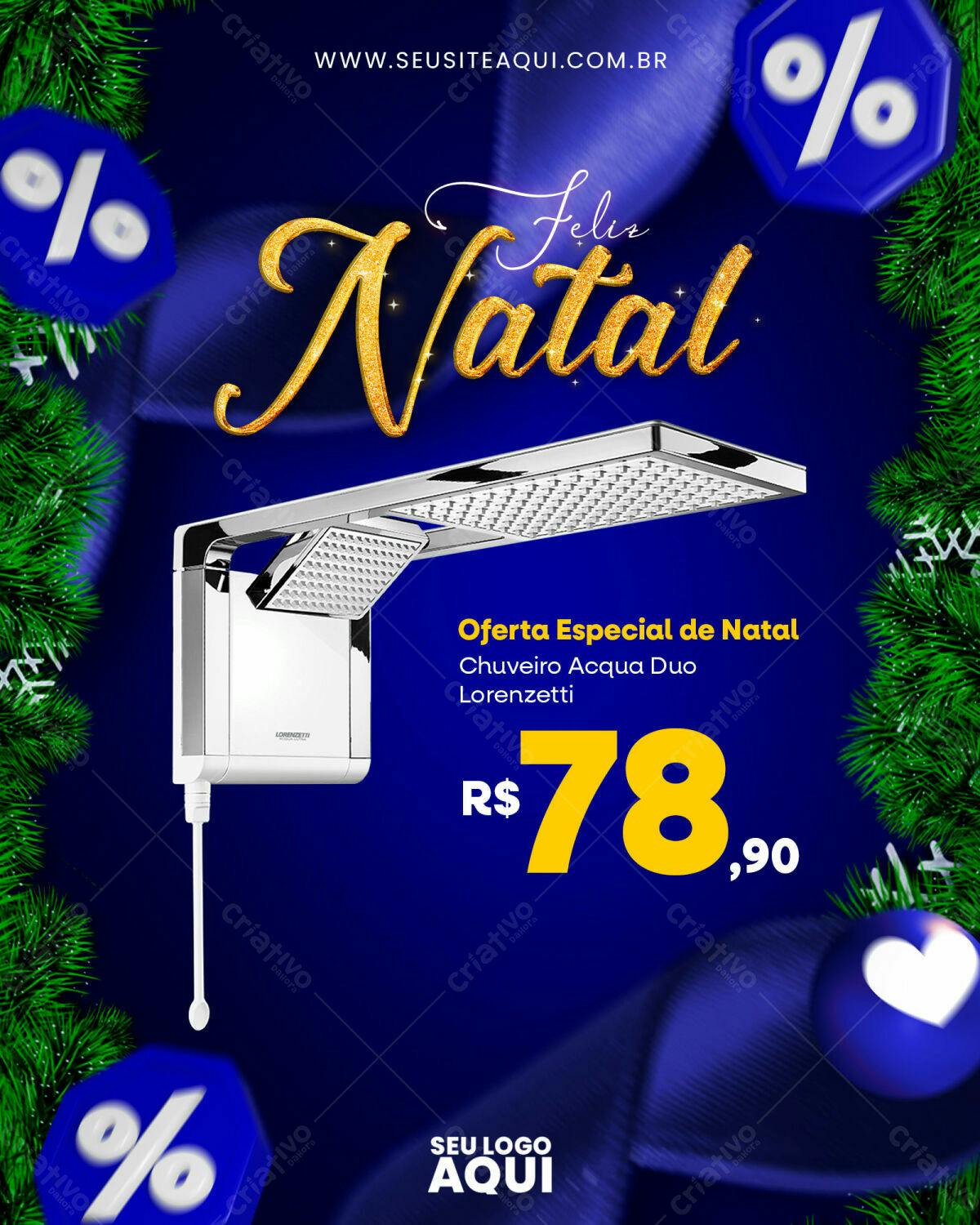 Flyer de Natal com Chuveiro Lorenzetti PSD Editável