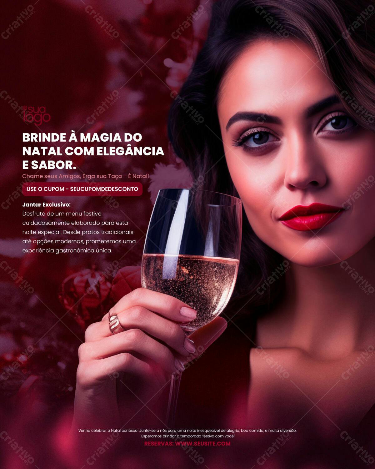 Flyer para Jantar de Natal PSD Editável