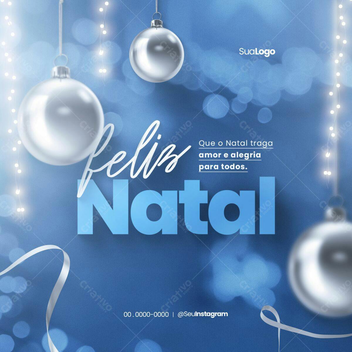 Postagem Natalina Azul e Prata PSD Editável