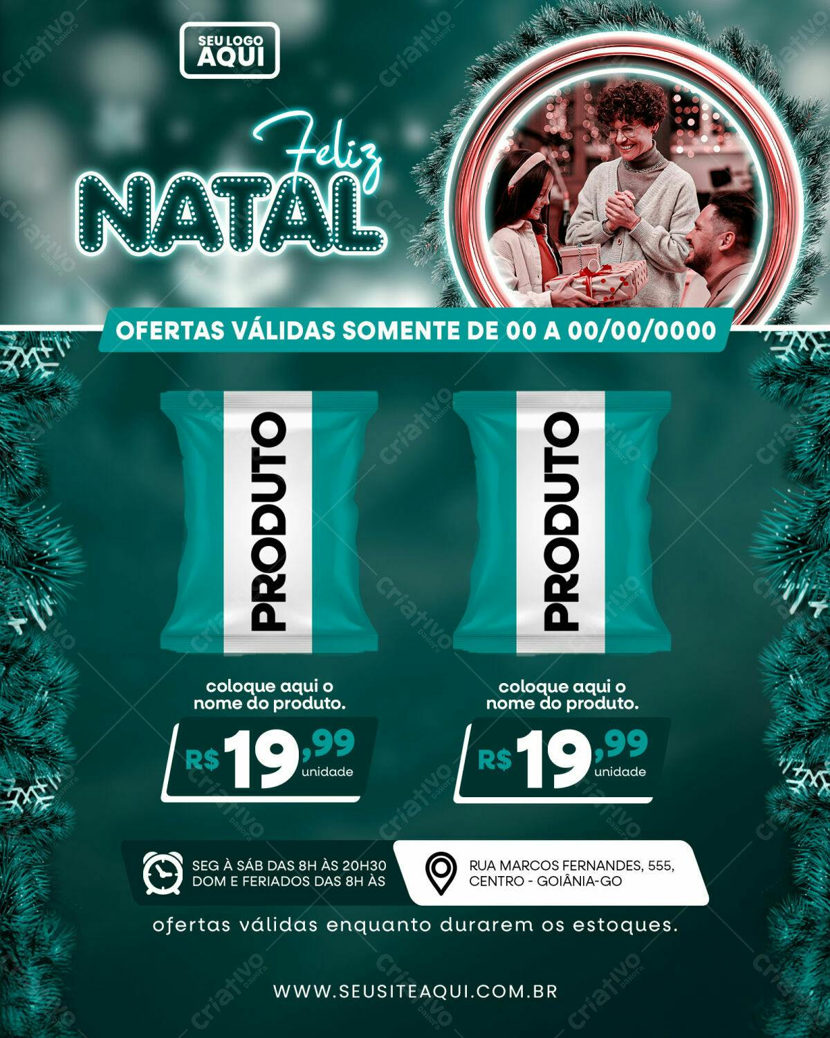 Flyer de Natal com Embalagem de Produto PSD Editável