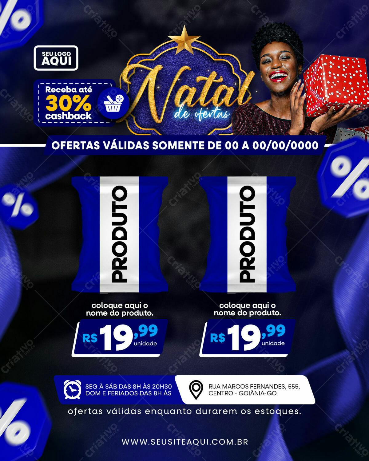 Flyer Natalino com Ofertas de Cashback PSD Editável
