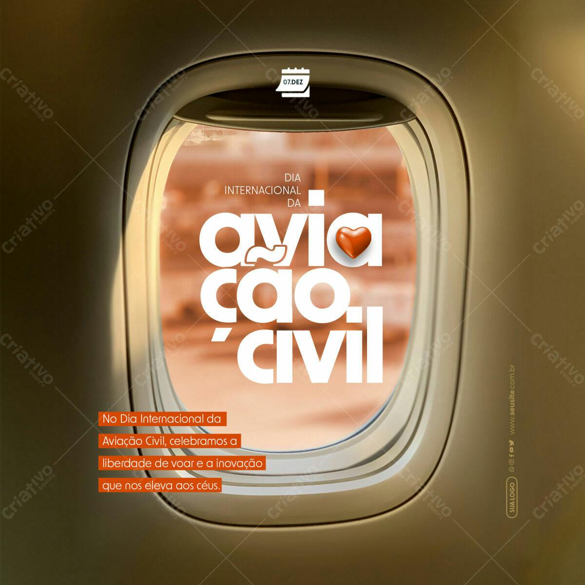 Flyer Dia Internacional da Aviação Civil PSD Editável
