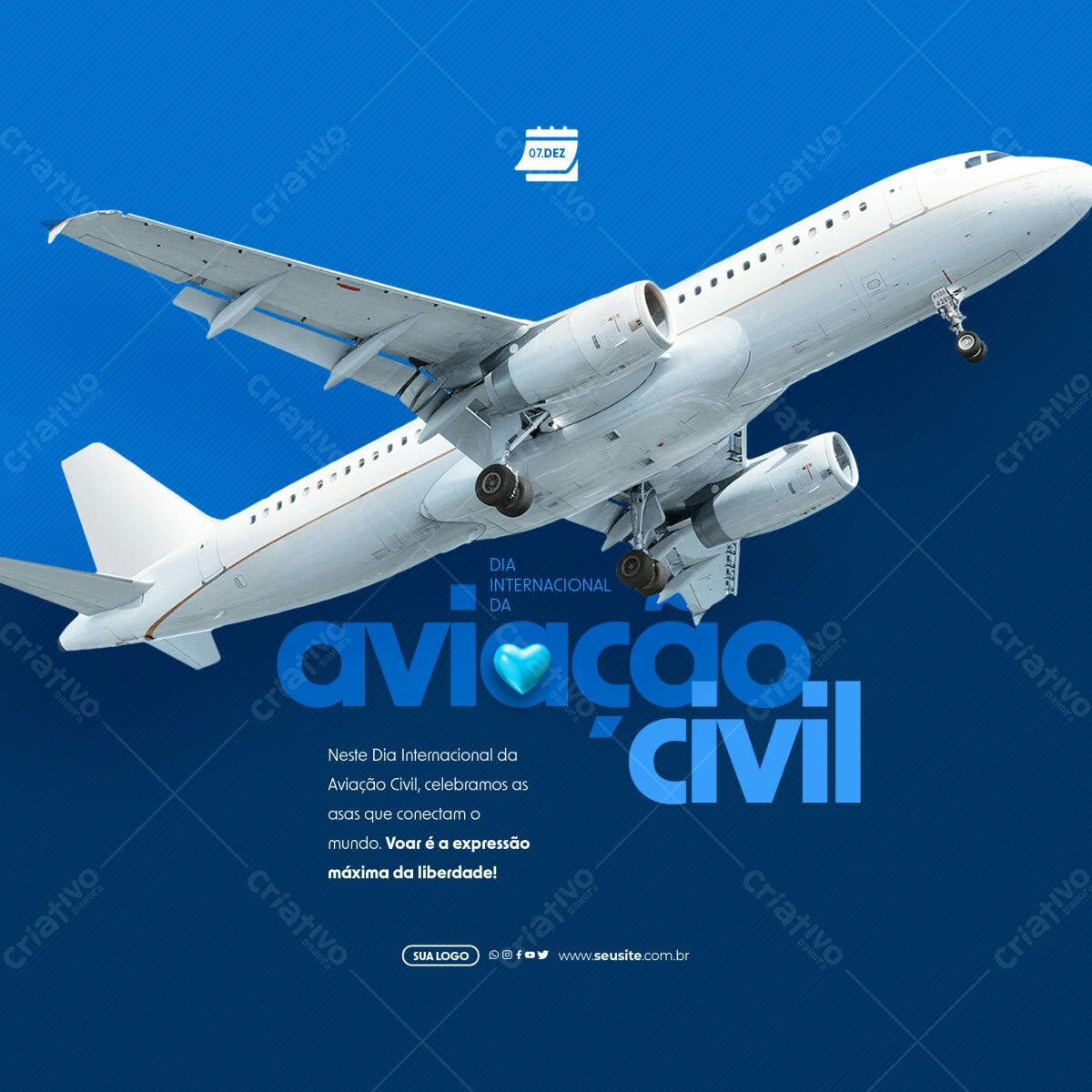 Post para Dia Internacional da Aviação Civil PSD Editável