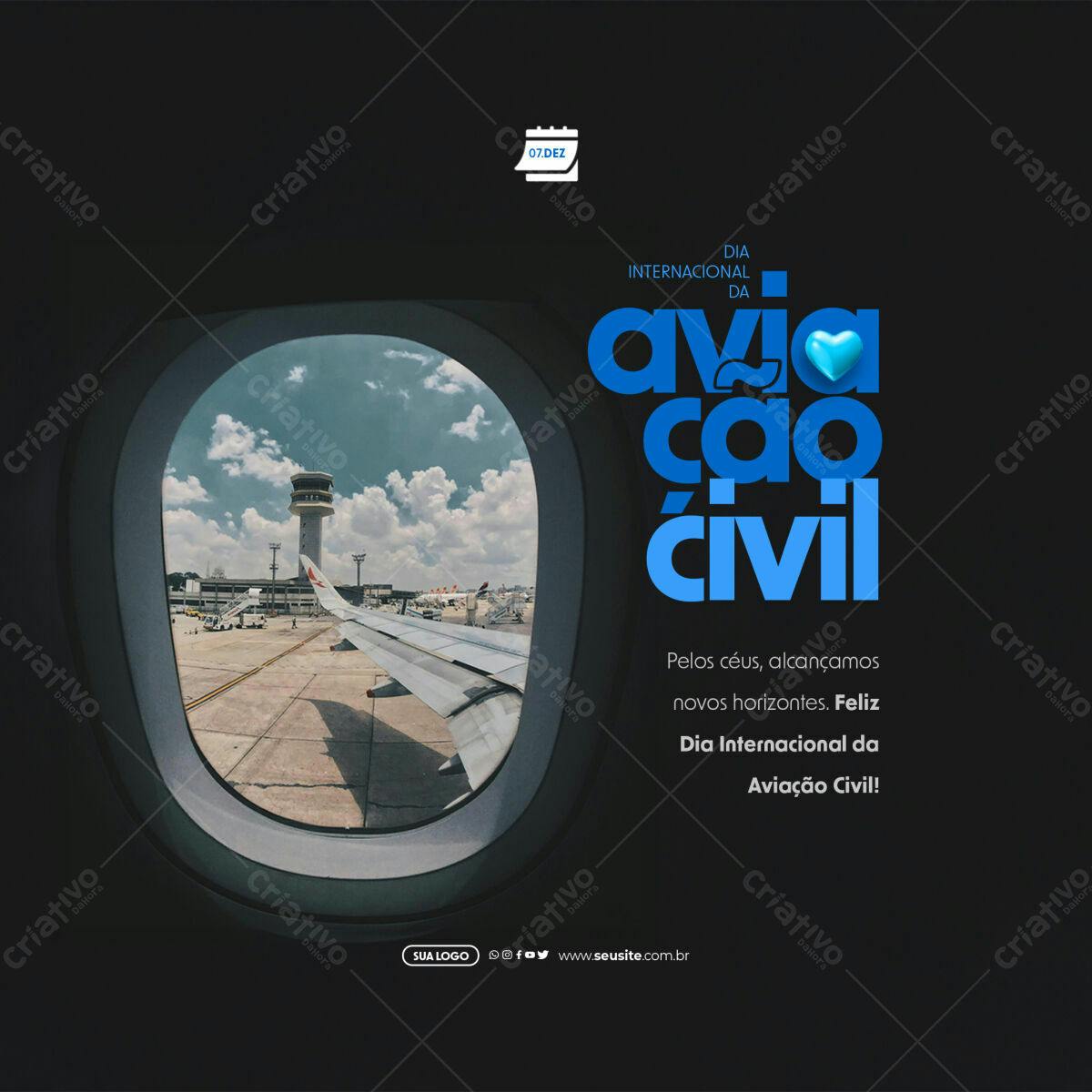 Post para Dia Internacional da Aviação Civil PSD Editável