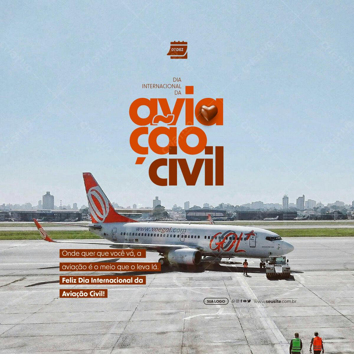 Flyer Dia Internacional da Aviação Civil PSD Editável