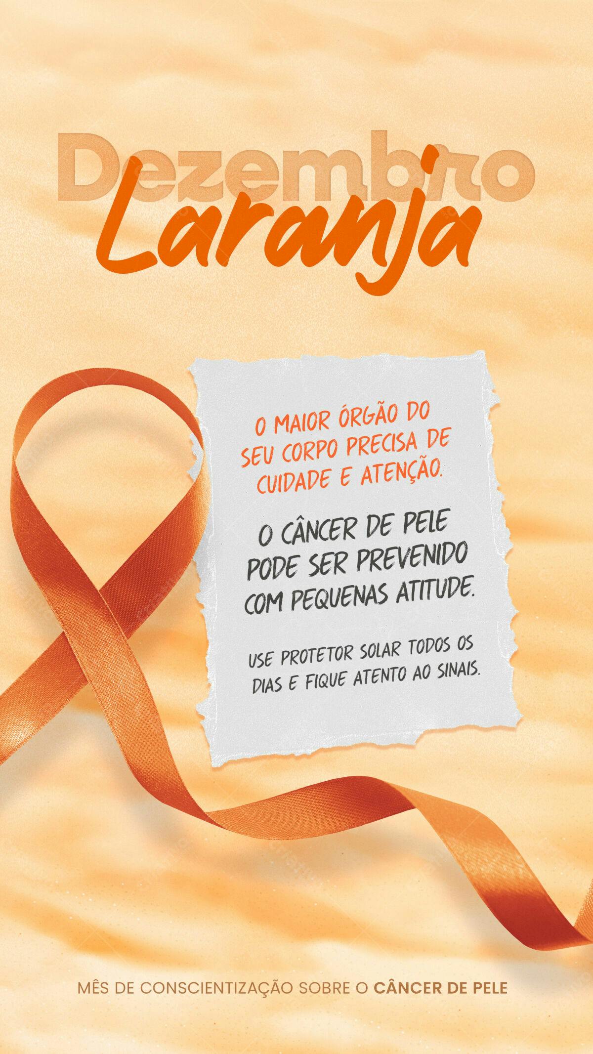 Flyer Dezembro Laranja - Prevenção ao Câncer de Pele PSD Editável