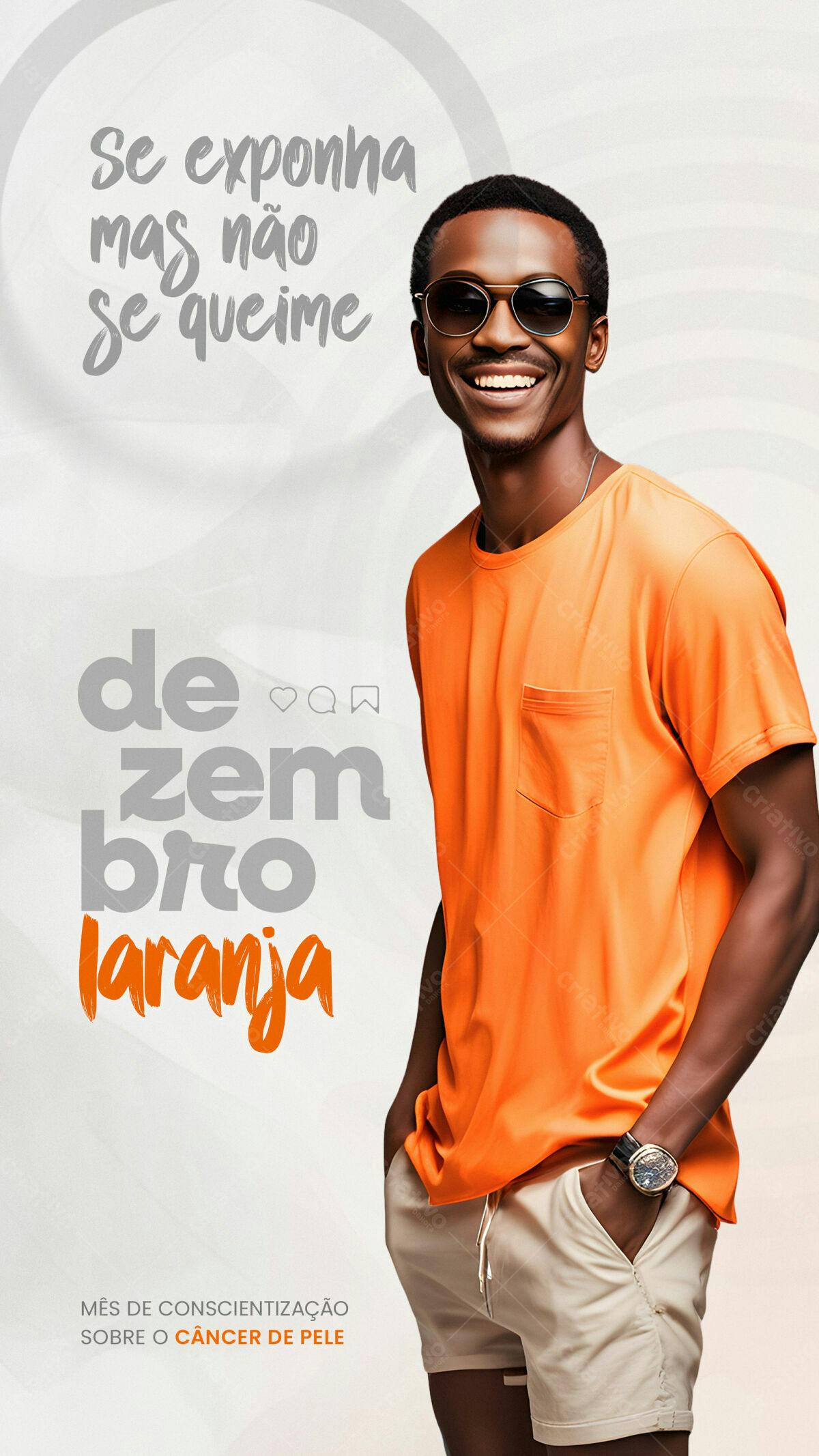 Flyer Dezembro Laranja - Conscientização Câncer de Pele PSD Editável