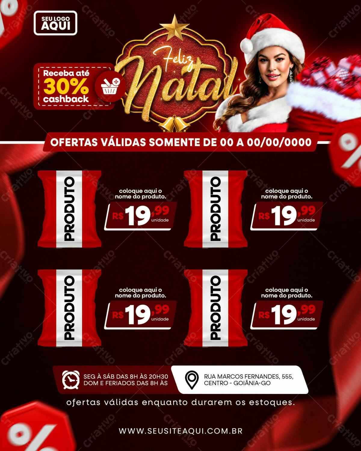 Flyer Natalino com Ofertas de Cashback PSD Editável
