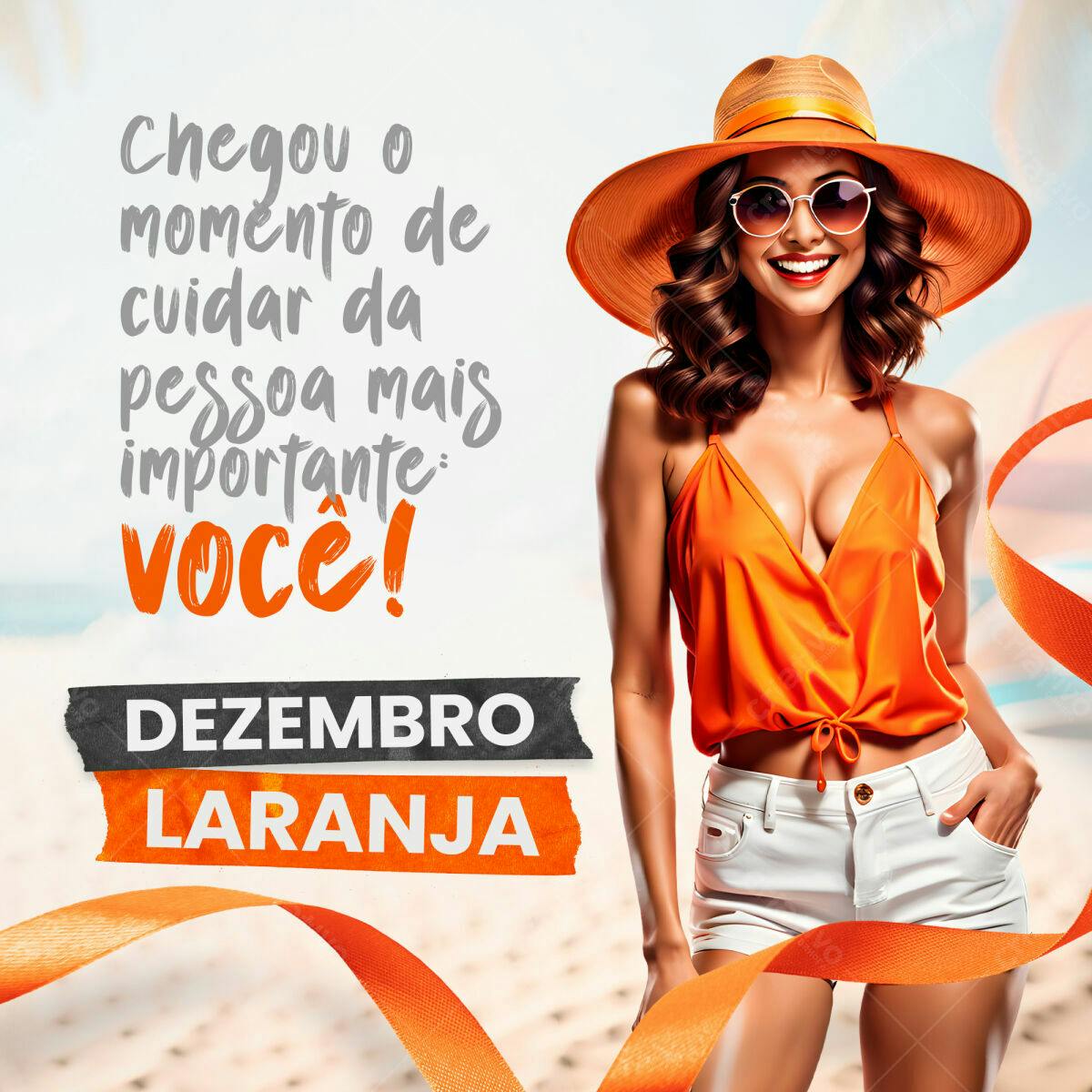 Flyer Dezembro Laranja PSD Editável