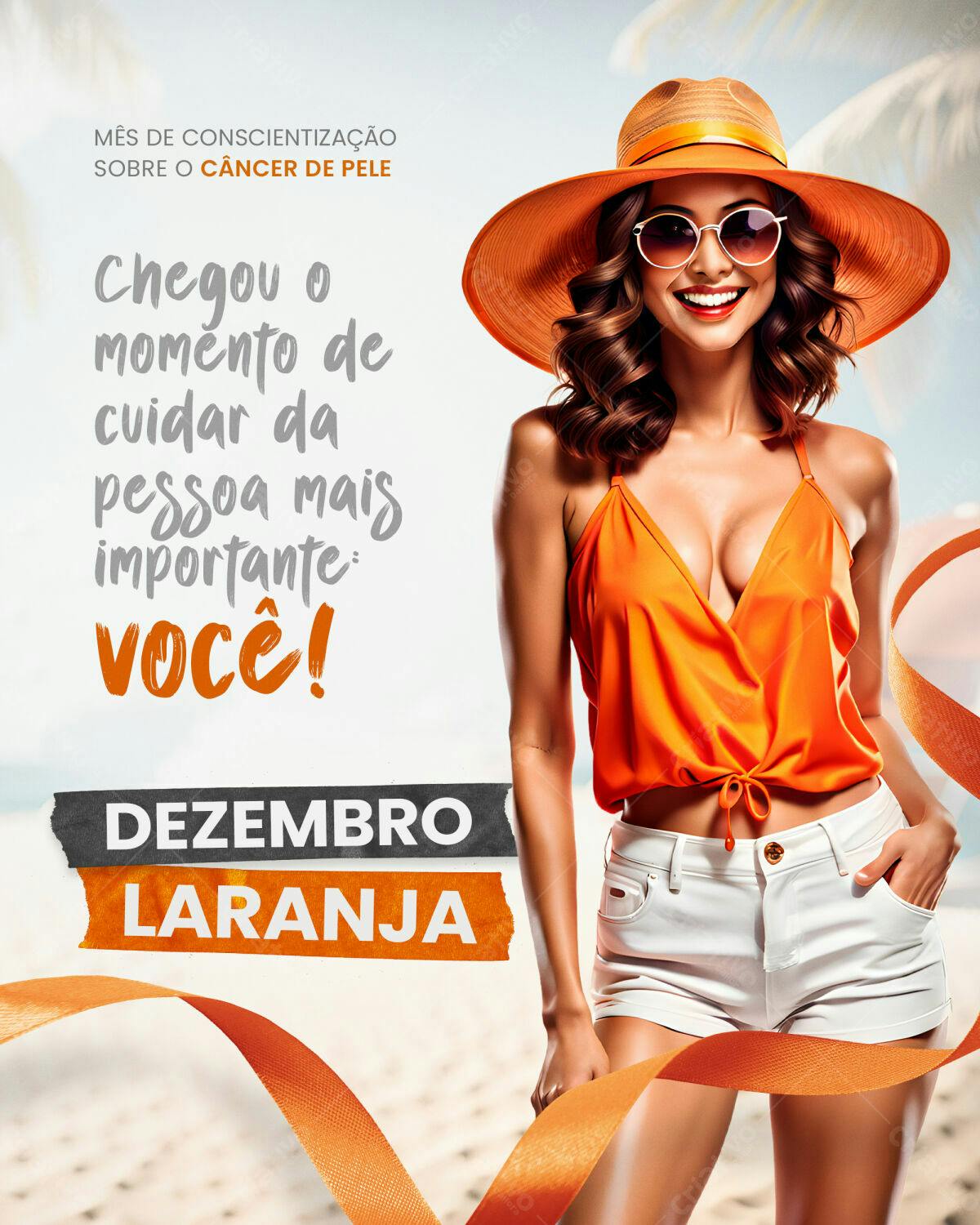 Flyer Dezembro Laranja PSD Editável