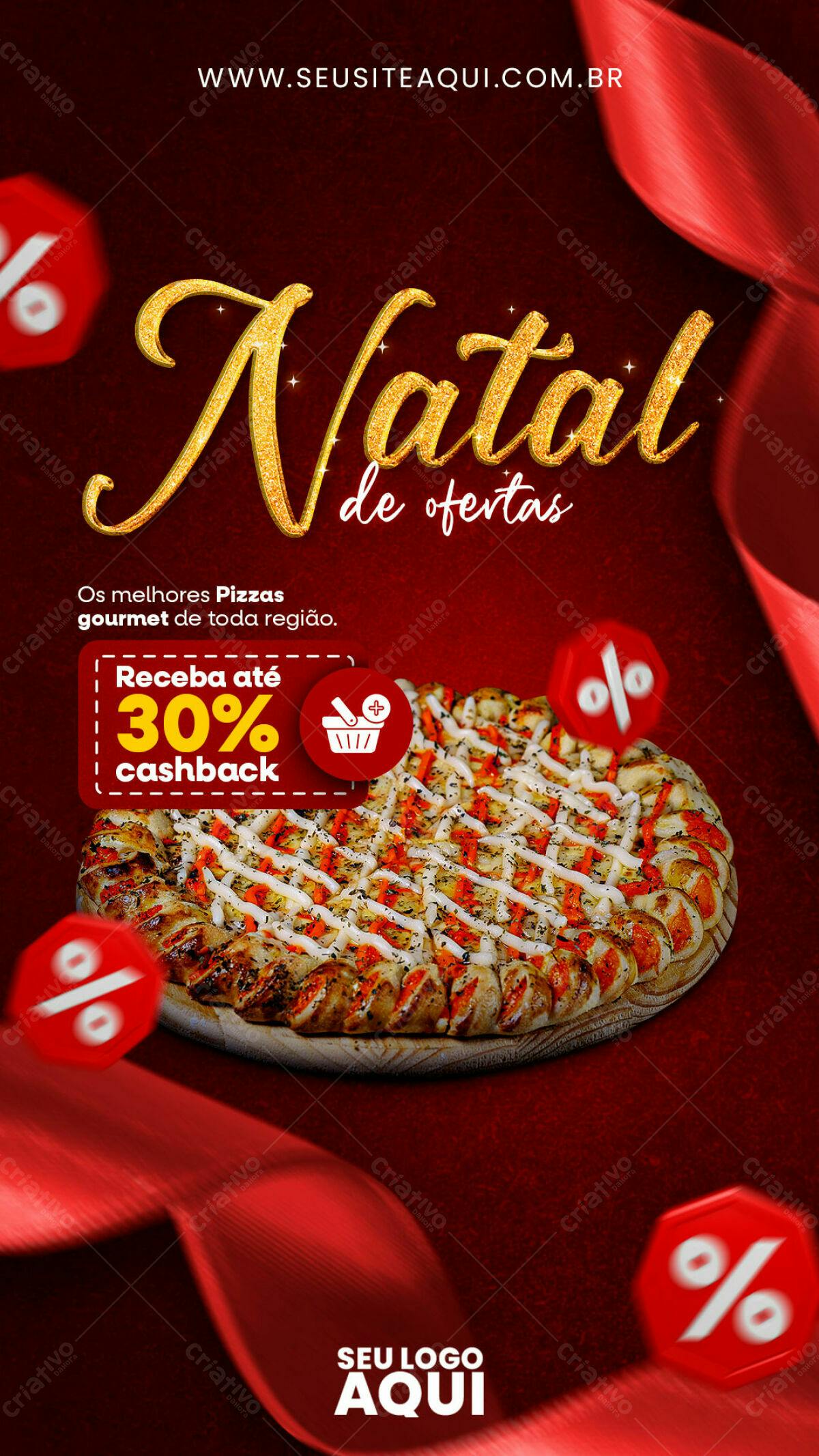 Flyer de Natal com Promoção de Pizza PSD Editável