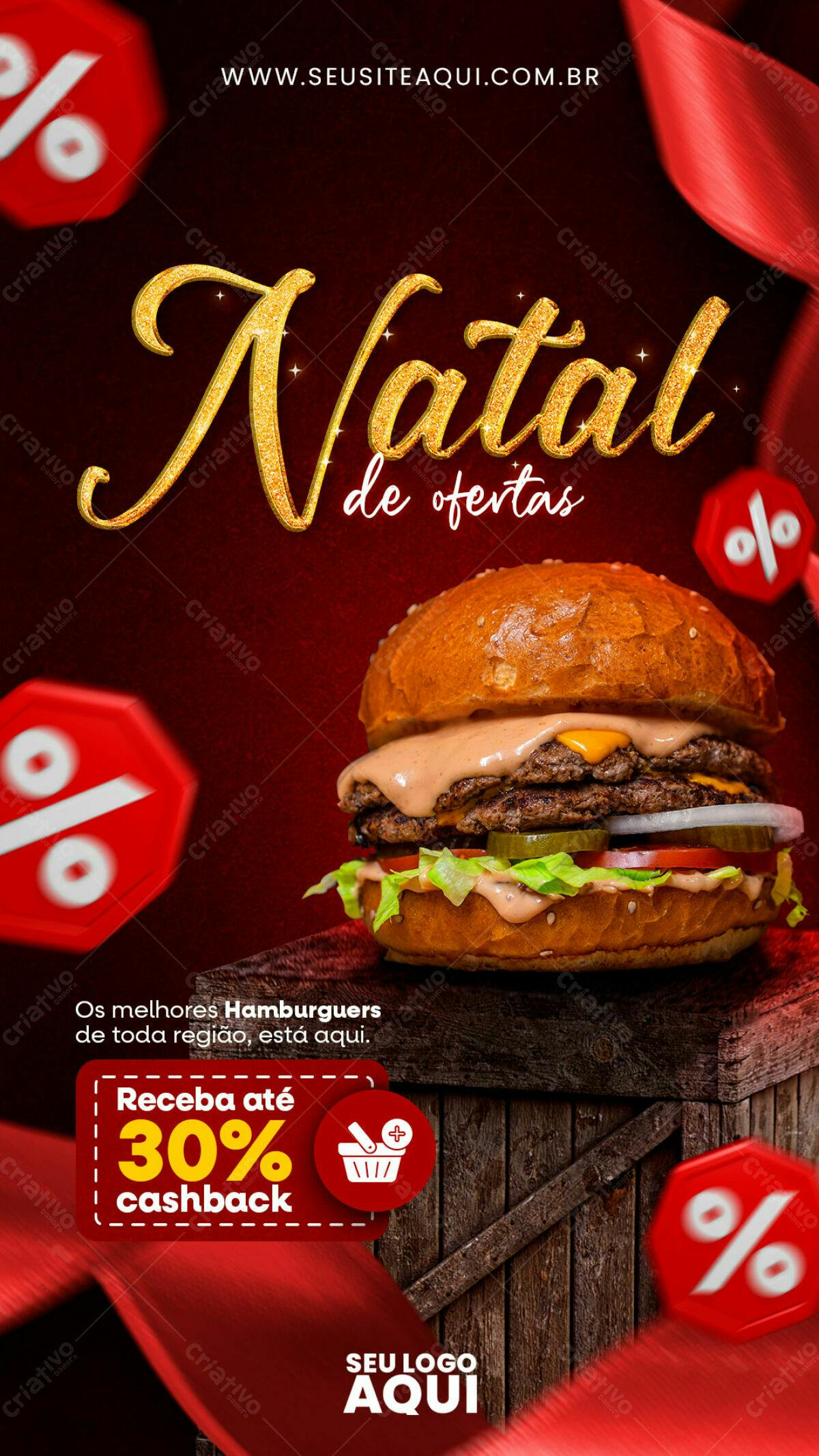 Flyer Natal de Ofertas com Hambúrguer PSD Editável