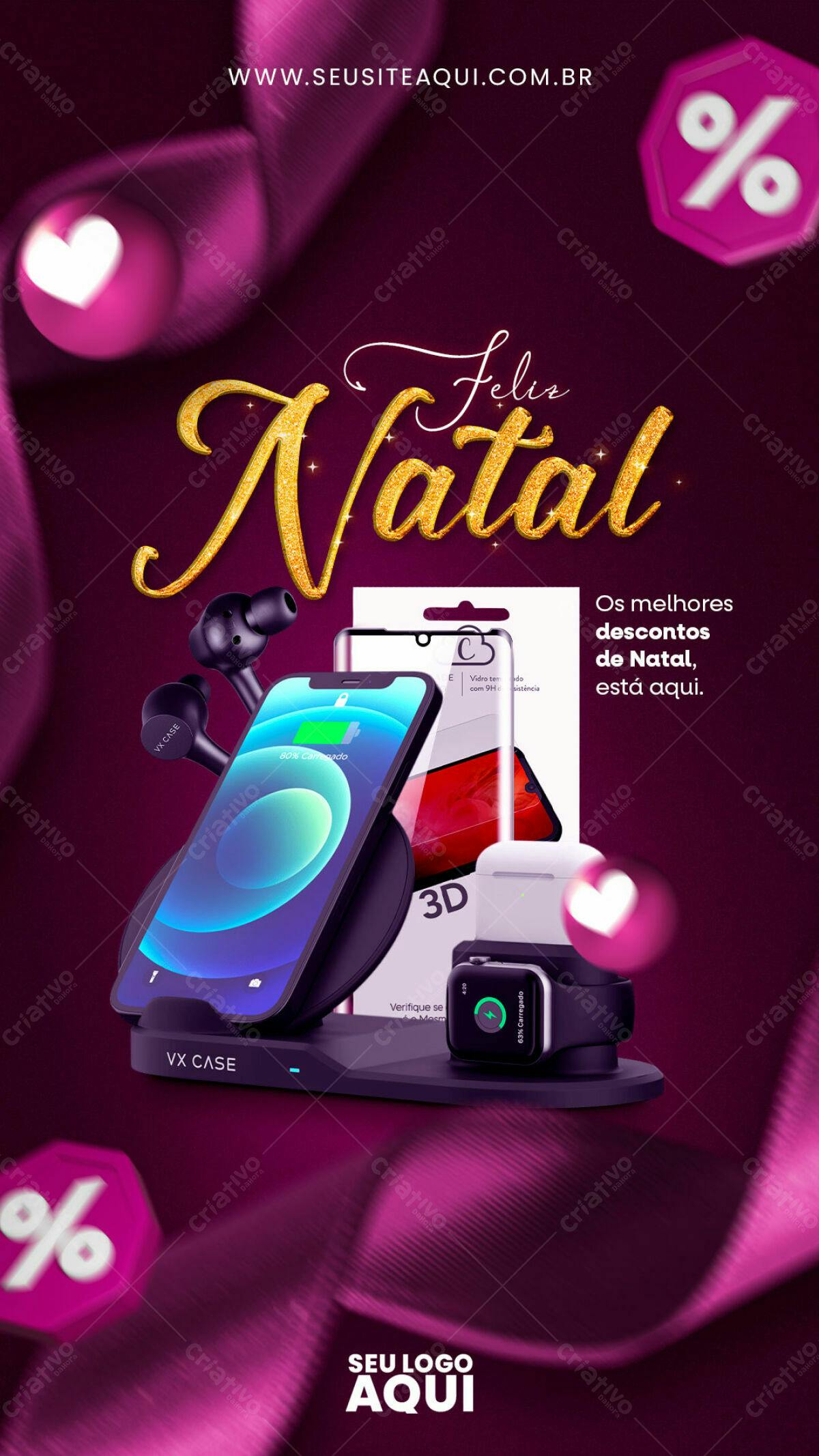 Flyer Feliz Natal com Produtos Eletrônicos PSD Editável