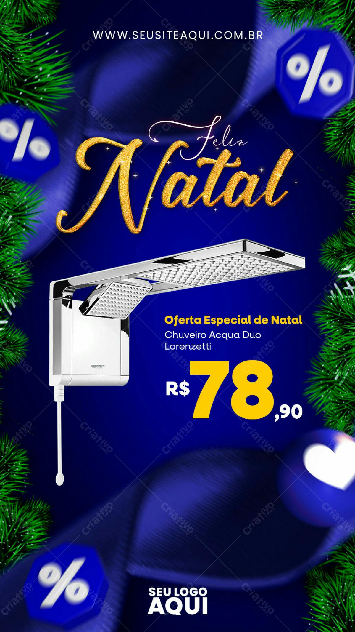 Flyer Natalino com Oferta de Chuveiro Lorenzetti PSD Editável