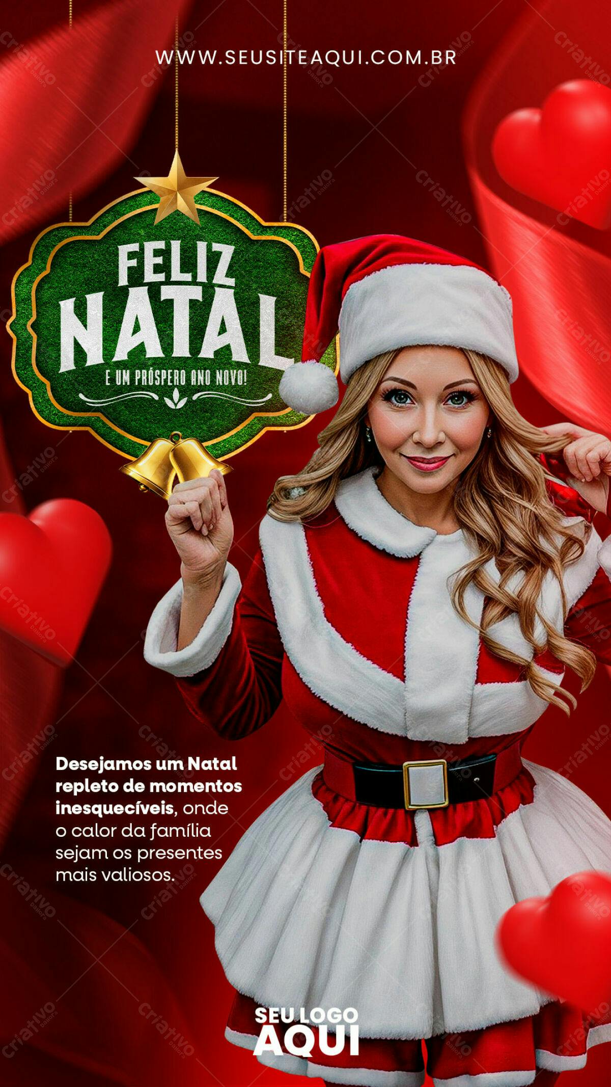 Flyer Natalino com Mulher Papai Noel PSD Editável