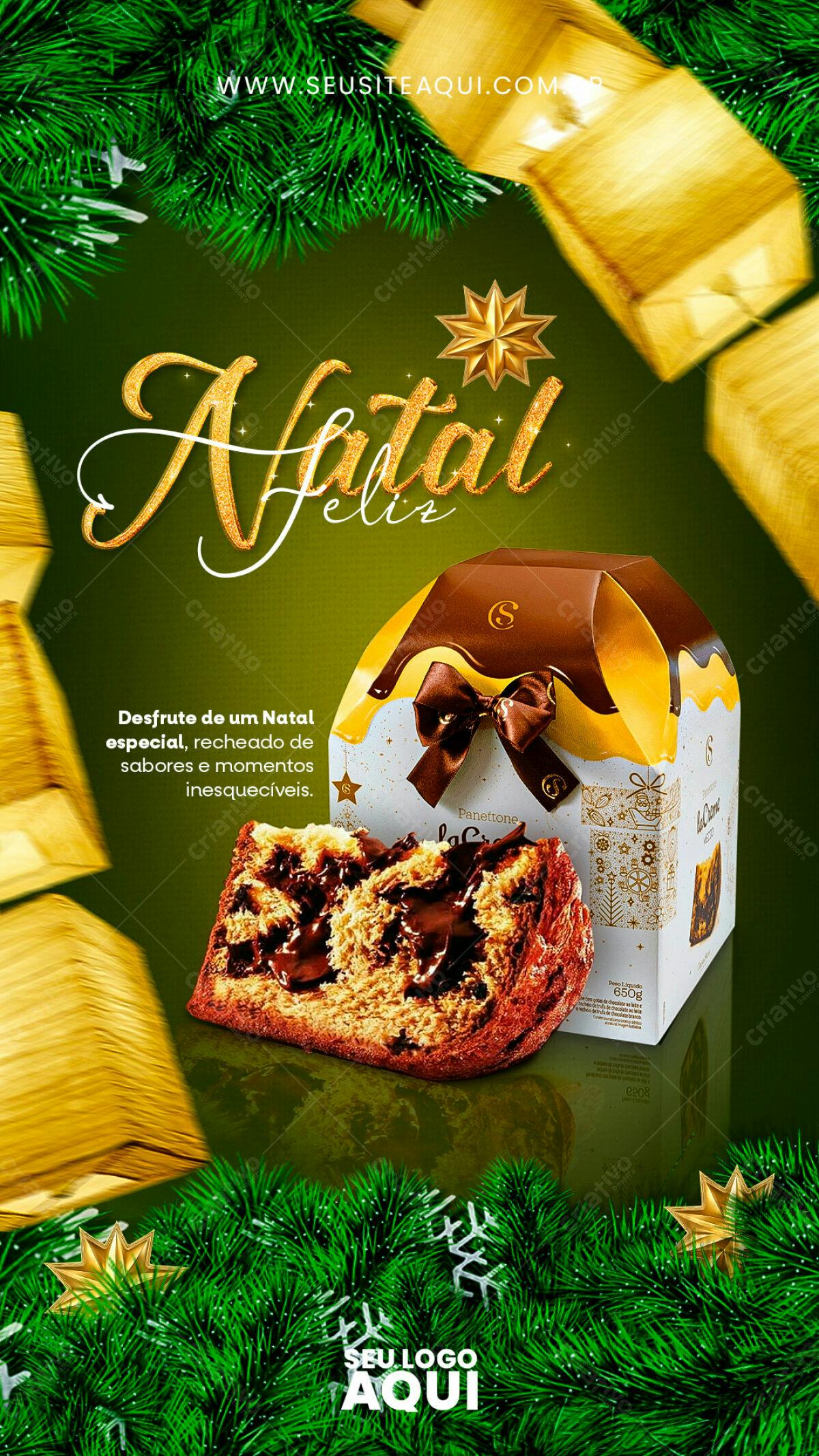 Flyer Natal com Panetone PSD Editável